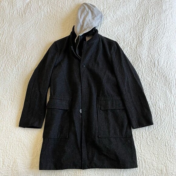 Diesel Style Lab Vintage Y2K Runway Jacket Wool Long Coat Hoodie Size Large